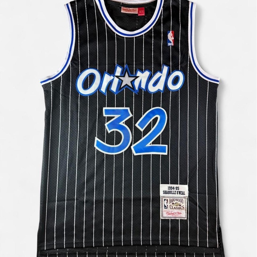 Mitchell & Ness Orlando Magic Shaq O'Neal black pinstripe jersey #32